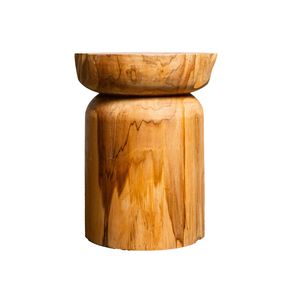 ARTERRA Luxury Rustic Teak Natural Cylinder <b>Stool</b> Handcrafted Wood Seating Warehouse Hotel Lounge Accent - Product Image 1