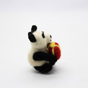 Felt Panda Animal Christmas Decoration Cartoon Handicraft Gift Holding <b>Red</b> Present - Product Image 2