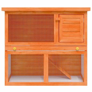 Casa para conejos de 35.4 x 17.7 x 31.5 pulgadas, madera marrón y alambre de hierro, mueble extraíble para mascotas - Product Image 3