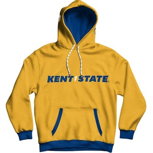 Sudadera con capucha dorada de Kent State para mujer, de manga larga, de algodón tejido, para otoño, con logo frontal y estampado. - Product Image 1