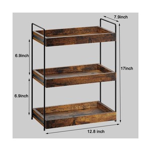 Organizador de especias rústico de madera de 3 niveles, adecuado para condimentos y hierbas, crea una cocina ordenada y bien organizada. Venta al por mayor desde India. - Product Image 3