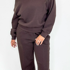 Sudadera de Felpa Francesa para Mujer, Estilo Sorority, Hombros Descubiertos, Corte Holgado, con Pantalones Deportivos de Cintura Alta, Ropa Casual de Calle - Product Image 4