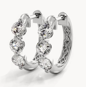 <b>Hoops</b> Earrings Diamond Earrings Gold and <b>Silver</b> Earrings Natural and Lab Grown Diamonds Earrings <b>Hoops</b> Fine Jewelry for Women - Product Image 4