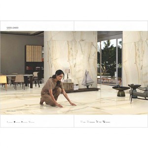 Dalles en céramique Jumbo 1200x2400mm, aspect marbre italien bleu, design industriel moderne, décoration murale et de sol de luxe, chambre à coucher, salle à manger - Product Image 4