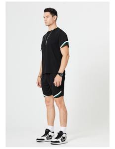 Ensemble de t-shirts d'été pour hommes, ensemble de vêtements de sport pour hommes en 2 pièces, tenue de sport personnalisée avec impression de marque, ensemble de shorts à manches courtes en 2 pièces pour hommes - Product Image 6