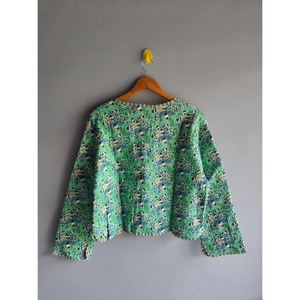 Veste matelassée en coton patchwork floral pour femme, col en V, cardigan rembourré, respirant, vêtement d'extérieur décontracté, cadeau pour elle - Product Image 6