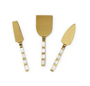 Mother Of Pearl Handle Cheese Knife Set Premium Stainless Steel Charcuterie <b>Board</b> Accessories Elegant 5-Piece MOP Serving <b>Tools</b> - Product Image 4