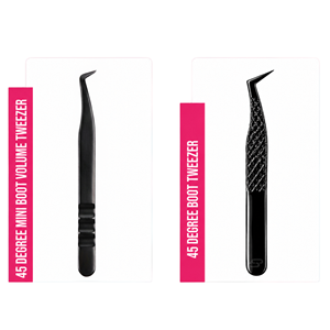 Pince à épiler à pointe longue de 45 degrés pour cils Charmlash – Fournitures de cils haut de gamme en PBT, plateau mixte, style volume – Vente en gros pour revendeurs - Product Image 1