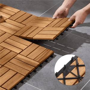 Dalles de terrasse carrées en acacia imperméables à emboîtement DIY 300x300mm pour la décoration intérieure/extérieure de la maison et du jardin, terrasse, cour arrière - Product Image 1