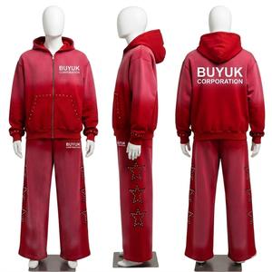 Sudadera con Capucha Ligera de Alta Calidad para Otoño, Tallas Grandes, con Diseño de Pedrería Estampada y Lavado Ácido, Cierre con Cordón, Estilo Urbano - Product Image 2