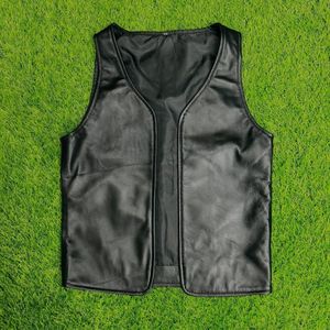 Gilet de motard en cuir de vachette véritable pour homme, design personnalisé, gilet de motard en cuir de haute qualité, col montant, gilet pour homme - Product Image 4