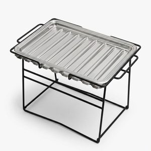 Handmade SS304 55 cm <b>Tray</b> Table Bright Satin Steel Free Kandhar Fluted <b>Butler</b> <b>Tray</b> Lifts Folding Stand for Home Decorative <b>Trays</b> - Product Image 3