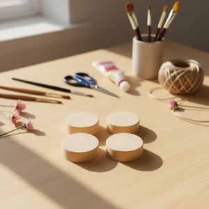 Base in legno ILAN rotonda 0,5x4x5 cm, 4 pezzi, per lavori artigianali - Product Image 3