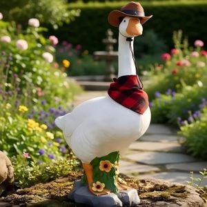 Statue d'oiseau en résine blanche peinte à la main, réaliste et fantaisiste, pour jardin, cour, pelouse, décoration extérieure - Product Image 2