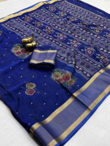 Sari en soie pure Rangoli avec de magnifiques motifs Butti et une bordure tissée dorée, sari élégant pour les occasions festives - Product Image 5