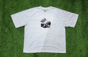 Camiseta Formal Negra Oversize de Punto Grueso para Hombre, de Poliéster/Algodón, con Efecto Desgastado, Lisa, Lavado a la Piedra, Gruesa, en Blanco, Personalizable OEM - Product Image 3