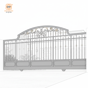 Portail coulissant en fer forgé au design minimaliste et moderne, portail d'entrée en acier industriel élégant, portail de sécurité sur mesure forgé à la main KHP - Product Image 2