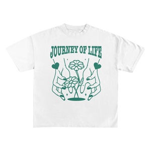 T-shirt Ringer en Coton Premium 240 GSM Blanc avec Bordure Contrastante Bleu Ciel, Impression Graphique DTG, Logo Personnalisé, Streetwear - Product Image 6