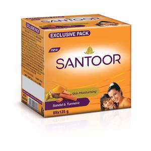 SANTOOR <b>SOAP</b> for BATH for GLOWING SKIN SANDALWOOD and TURMERIC BATH SAP SOFT SKIN MOISTURIZER SKIN WITH NEW FRAGRANCE for EXPORT - Product Image 1