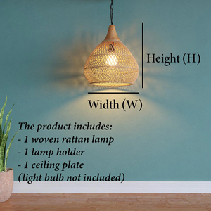 <b>Rattan</b> Pendant Light Handmade Bamboo Wicker Woven Lampshade Hanging <b>Lamp</b> Boho Home Decor Supplier - Product Image 4