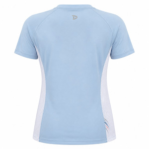 Women's Light Blue Floral Print Quick Dry Sporty T-Shirt Slim Fit Crew Neck Short Sleeve Polyester Spring Summer Workout <b>Top</b> - Product Image 3