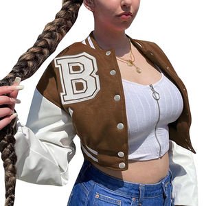 Chaqueta Varsity Casual para Mujer, Estilo Universitario, Chaqueta Bomber Moderna, Ropa de Calle Ligera con Botones y Bolsillos - Product Image 1