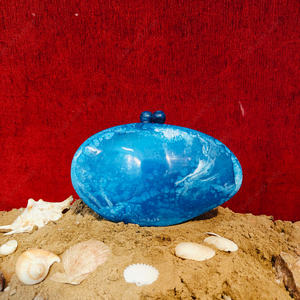 Pochette de soirée de luxe ovale bleue en résine, faite à la main en Inde, rigide, pour mariage, soirée, pour femme - Product Image 5