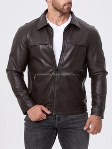 Última moda de corte regular de cuero genuino chaquetas de moda de calidad superior de los hombres de diseño de calidad superior chaqueta de moda de cuero para la venta - Product Image 4