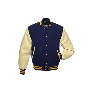 Royal Blue Varsity Jacket Leather Sleeves Mens Letterman Jacket <b>Wool</b> Bomber Jacket Custom <b>Gold</b> Contrast Sleeves Streetwear - Product Image 5