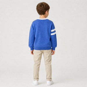 Nouveau design de pulls d'hiver élégants pour bébés garçons pour enfants pulls à col en V et à rayures - Product Image 4