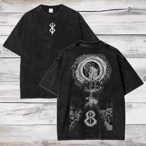 เสื้อยืดผ้าฝ้ายสีดำสำหรับผู้ชาย พิมพ์ลายตา สไตล์สตรีท คอกลม แขนสั้น ทรงปกติ พิมพ์ลายดีไซน์ - Product Image 6