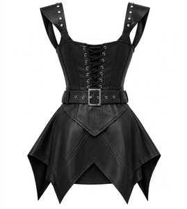 Top Corsé Gótico Oscuro de Piel Sintética Negra, Nuevo Corsé Bustier Gótico para Mujer, Estilo Urbano de Cintura Ajustada, Tendencia en Piel Sintética PU - Product Image 1