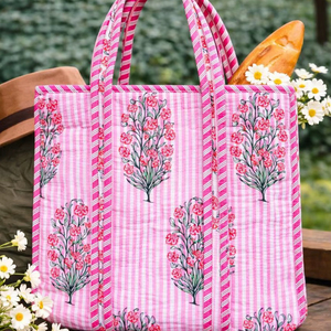 Bolso Tote para Mujer con Forro Acolchado de Algodón y Estampado de Bloques, Opciones al por Mayor para Bolsos Lavables, Organizadores, de Viaje y de Compras en Diversos Tamaños - Product Image 1