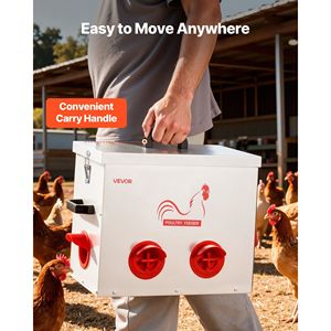 Automatic 40 Lbs Capacity <b>Chicken</b> <b>Feeder</b> 6 No-Waste Divided Ports Metal Construction for <b>Chickens</b> Bantams Pheasants Poultry Coop - Product Image 5
