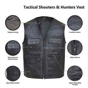 Gilet en toile et cuir OEM, écologique, imperméable, coupe-vent, col rabattable, vêtement d'extérieur de haute qualité, réversible, pour motard - Product Image 6