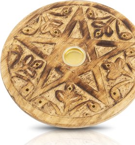Porte-encens décoratif en bois avec motif étoile sculpté sur mesure, brûleur de parfum artisanal pour intérieurs modernes - Product Image 4