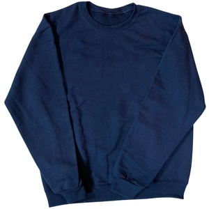 University Women's <b>Navy</b> Blue Crew Neck Sweatshirt 100% Cotton Solid Color Regular Fit Breathable Autumn Wear Knitted Fabric - Product Image 1