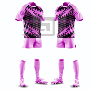 Ensemble de maillot et short de rugby à col en V en polyester 100 %, imprimé numérique, écologique, antibactérien et coupe-vent pour l'entraînement - Product Image 3