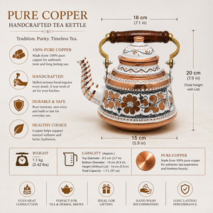 Decorative Copper <b>Tea</b> Kettle Handmade Turkish Teapot Enamel Painted Wooden Handle Hotel Restaurant Wholesale Manufacturer - Product Image 5