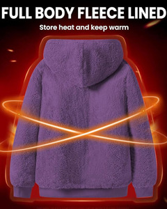 เสื้อฮู้ดผู้ชายแบบมีซิปเต็มตัว ผ้าฟลีซบุซับในอุ่นสบาย แห้งเร็ว ระบายอากาศได้ดี เหมาะสำหรับใส่ในช่วงฤดูหนาวและใช้ในชีวิตประจำวัน - Product Image 2