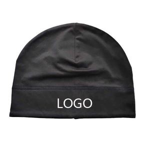 Polyester Spandex Beanie Running Hat Satin Lined Skull <b>Cap</b> Beanie Custom Logo Sport <b>Winter</b> Hat Elastic Custom logo Beanie - Product Image 1