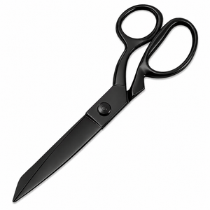 Ciseaux multi-usages noirs en acier inoxydable à bord lisse, outil de coupe de qualité DIY avec manche en plastique - Product Image 1