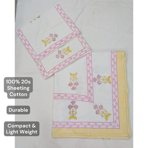 Luxury Jaipur Artisanal Hand Block Print <b>King</b> <b>Size</b> 3 Pcs Bedsheet <b>Set</b> 100% Cotton Eco-Friendly Soft Non Toxic Dyes 200TC Flowers - Product Image 4