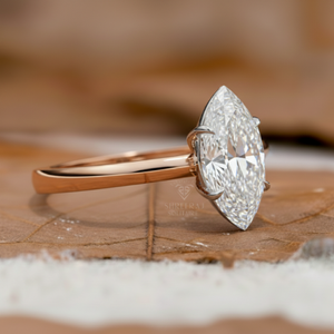 Anillo de compromiso y boda de oro de 14k con moissanita de corte marquesa D VVS para mujer, anillos solitarios de diamante al por mayor - Product Image 2