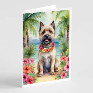 Whimsical Cairn Terrier Luau Tarjetas de felicitación Paquete de 8 A7 Tamaño 5x7 Tarjetas de notas en blanco con sobres - Product Image 1