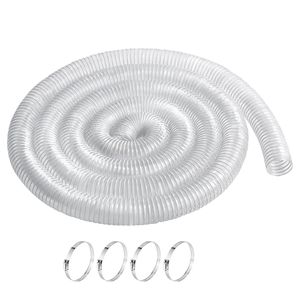 Tubo Flessibile Trasparente Rinforzato in PVC e Acciaio al Carbonio, 2.5FT X 20FT, per Raccolta Polveri - Product Image 1