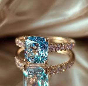 Cushion Cut Moissanite Gemstone <b>Ring</b> in <b>925</b> Sterling <b>Silver</b> with 18K Gold Plating Elegant Wedding & Engagement <b>Ring</b> for Women - Product Image 2