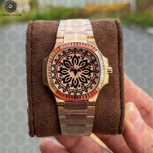 Montre de luxe Charm Jewells en acier inoxydable, boîtier de 40 mm, bracelet en acier inoxydable, cadran analogique, mouvement mécanique automatique pour homme, 10 ATM - Product Image 4