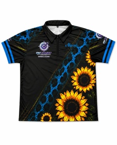 เสื้อยืดแขนสั้นผู้ชายสีดำลายดอกทานตะวันแบบถัก ยี่ห้อ Custom Dart Pulse ผ้ากันยับ แห้งเร็ว ดีไซน์สปอร์ต - Product Image 3