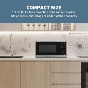 Horno de Convección 3 en 1 con Microondas y Freidora de Aire, 1000 Watts, 10 Niveles de Potencia y 12 Ajustes Preestablecidos, Descongelación Rápida, Control Electrónico - Product Image 2